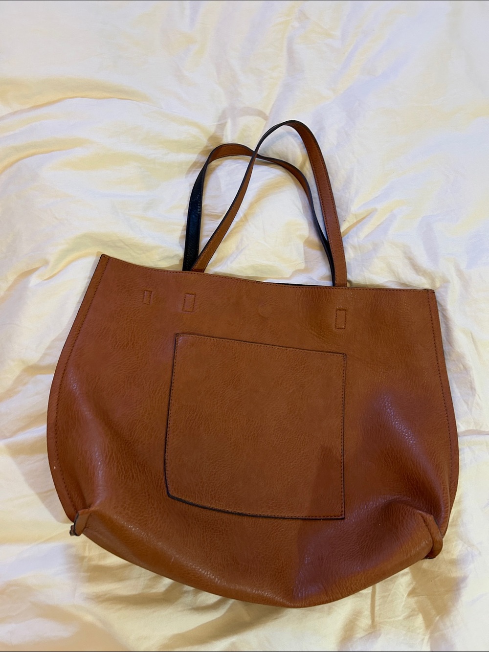 Classic Brown Leather Tote Bag - Everyday Shoulder Handbag